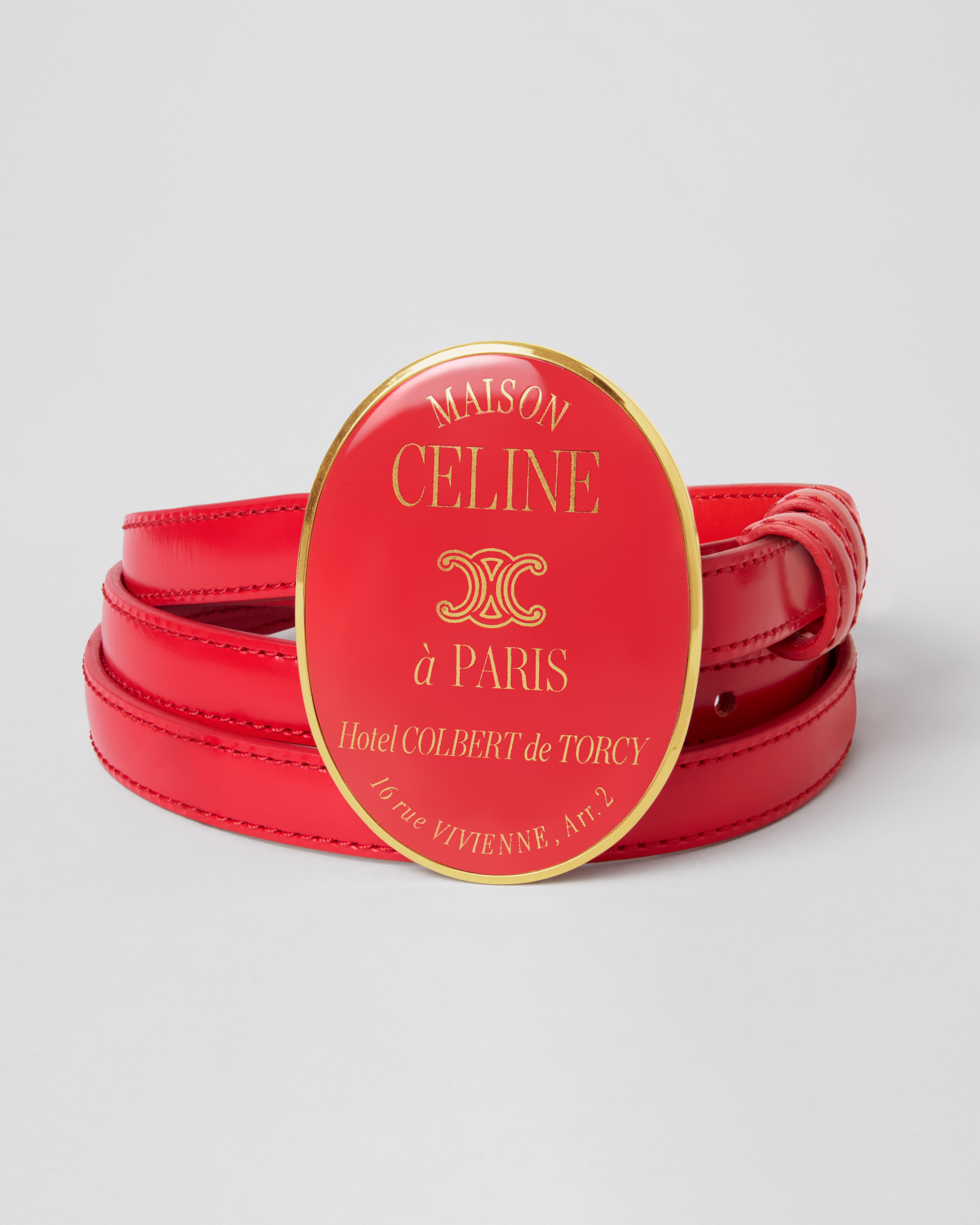 LITTLE MAISON CELINE BELT IN TAURILLON LEATHER WITH VARNISHED